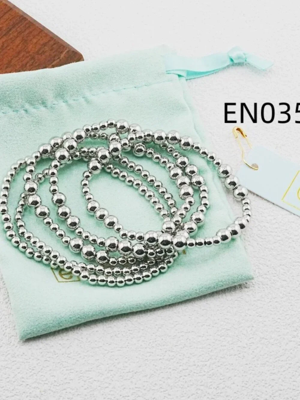 Enewton Platinum Bead Five-Piece Bracelet Set